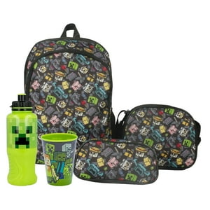 Pack Mochila Escolar Minecraft + Botella + Vaso