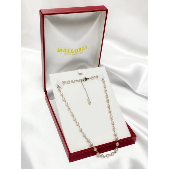 Collar De Perla Crema Chocker 5mm 40cm Broche Mosqueton