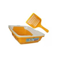 Pets & Friends - Arenero Ó Bandeja Sanitaria Con Borde + Pala Para Gatos Naranja