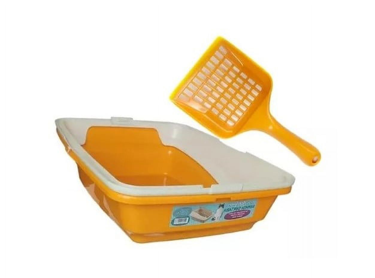 Pets & Friends - Arenero Ó Bandeja Sanitaria Con Borde + Pala Para Gatos Naranja