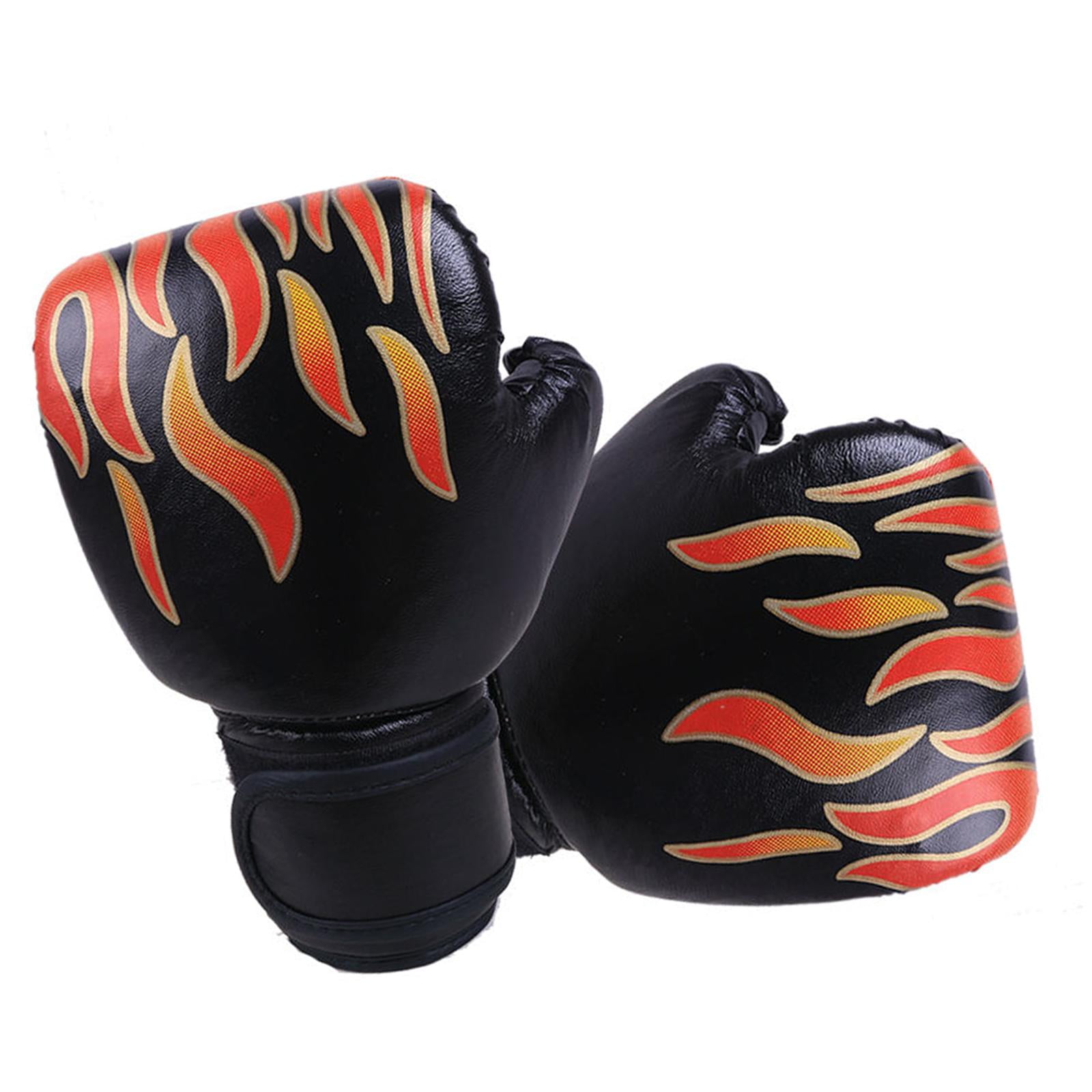 Magideal - Guantes De Boxeo Para Niños Adultos Thai Caseing Thai Sparring Kickboxing Guantes Pu Cuero Punzonado Heavy Bag , Negro, Niño Negro