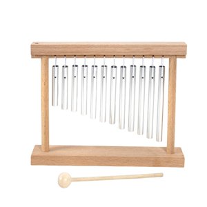 Magideal - Carillón De Viento De Mesa, Instrumento De Percusión, Herramienta Didáctica, Carillón De Mano Con Soporte De Madera Para Actuaciones En Aula Para