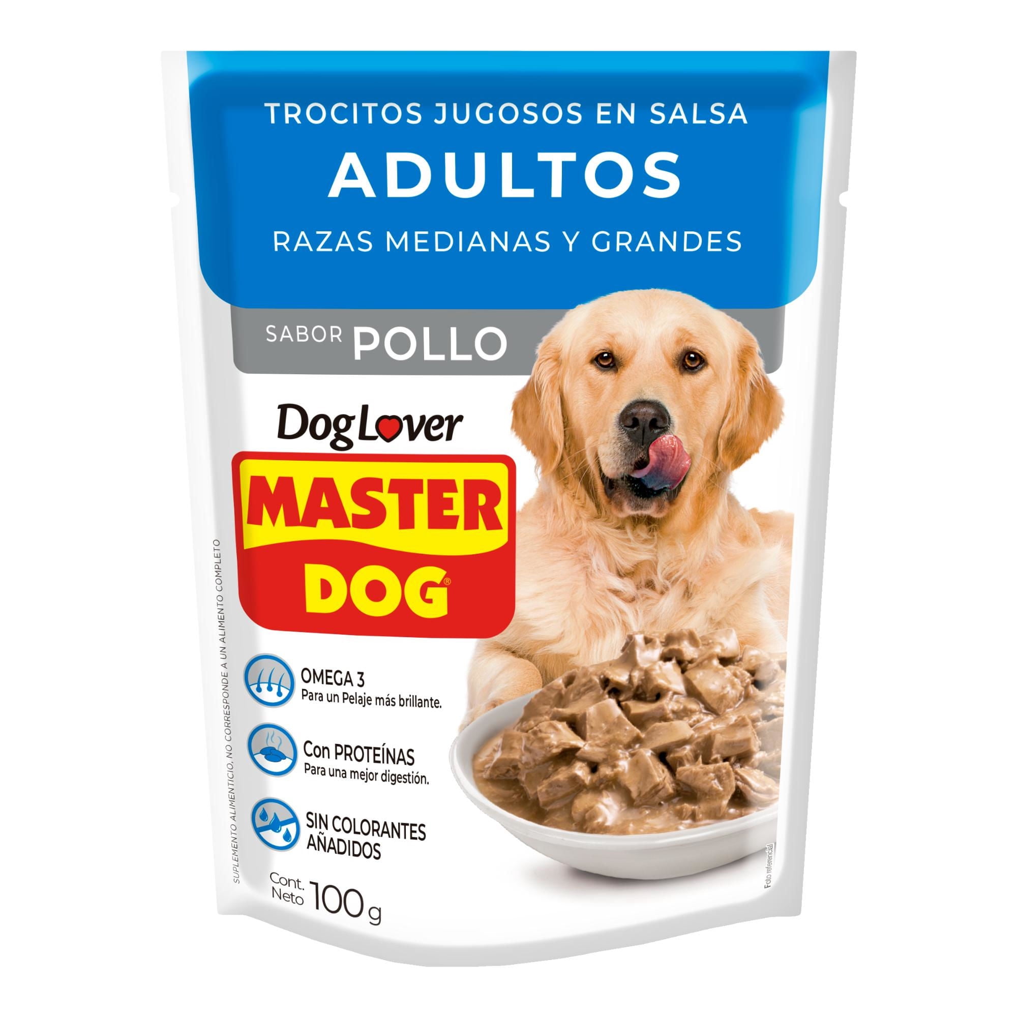 Alimento Húmedo Perro Adulto Trocitos Sabor Pollo Pouch, 100 g | Lider