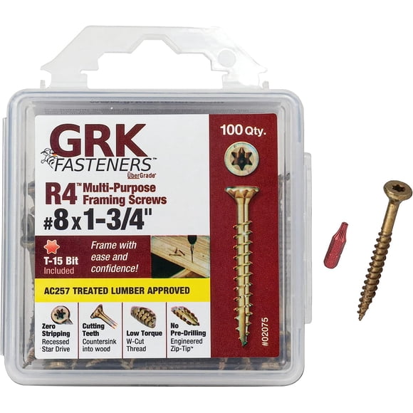 Tornillo GRK 772691020758 8 R4 X 1-3/4, color 100 unidades