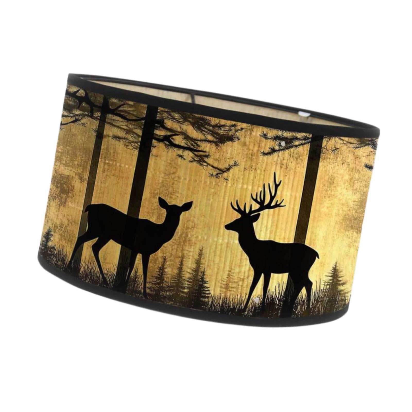 Magideal - Pantalla E27 Para Lámpara, Decoración Del Hogar, Oficina, Hotel, Diseño Retro, Dormitorio, Con Estampado De Ciervos, Para Lámparas Colgantes, Lámparas Estilo C