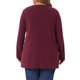 thumbnail image 4 of Agnes Orinda Conjuntos de Halloween Camisetas de Mujer Tallas Grandes Costuras Expuestas Abertura Lateral Dobladillo Alto Bajo Blusas Cuello Redondo Manga Larga Camiseta Casual 3X Burdeos, 4 of 6