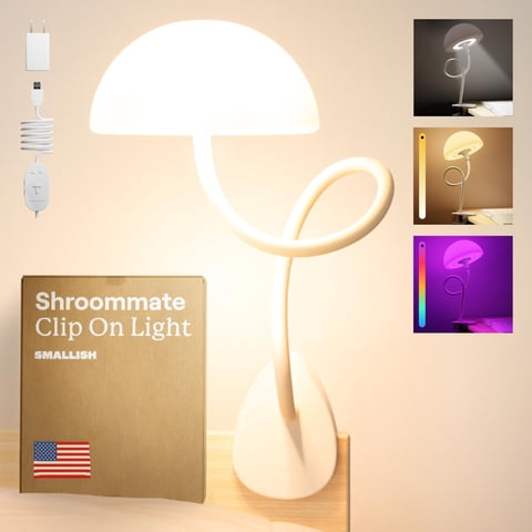 Smallish - Lámpara De Cabecera De Cama Clip On Light Shroommate, Color Blanco