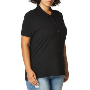 Polo Tommy Hilfiger Liso De Manga Corta Negro Para Mujer
