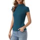 thumbnail image 4 of INSPIRE CHIC Suéter de Manga Corta para Mujer Cuello Simulado Casual Tejido Ajustado Jersey Delgado XL Azul Lago, 4 of 6