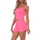 thumbnail image 4 of INSPIRE CHIC Conjunto de Pijama para Mujer de Punto Acanalado Cami Sin Mangas con Cuello Cuadrado y Pantalones Cortos con Abertura Ropa de Dormir Conjuntos de Salón L Rosa Rosa, 4 of 6
