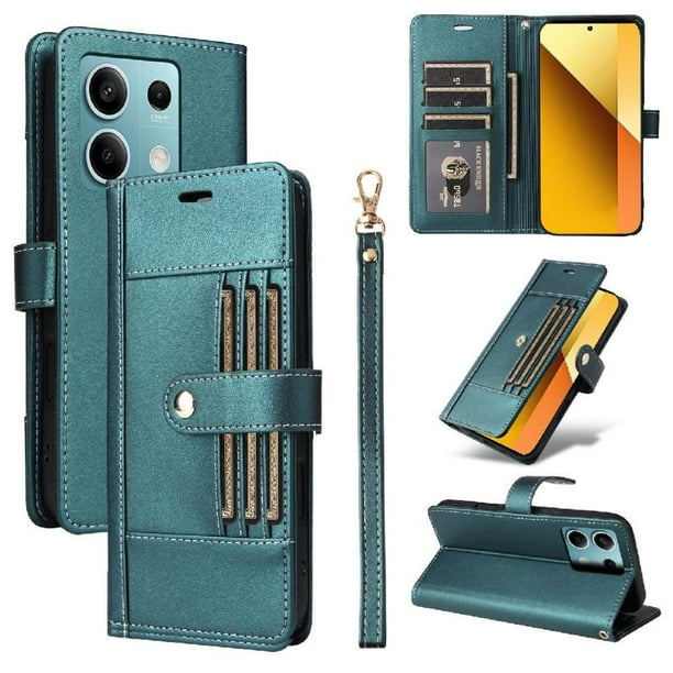 FOXDOCK Funda tipo Cartera para Xiaomi Redmi Note 13 5G – Cubierta de Cuero PU con Múltiples Ranuras, Bolsillo para Efectivo y Correa de Muñeca