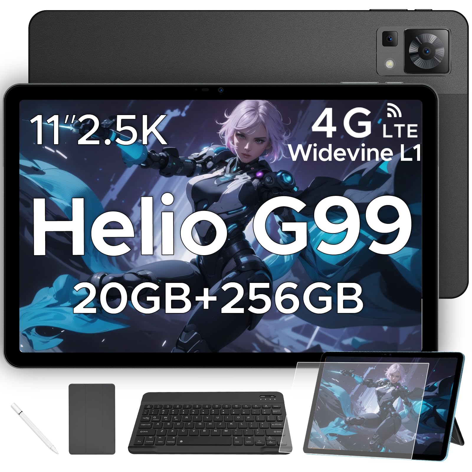 Tablet Doogee T35 11"" 20+256Gb, Helio G99, 5G, 2.5K, 8580Mah, Sim, Teclado, Face Id, Widevine