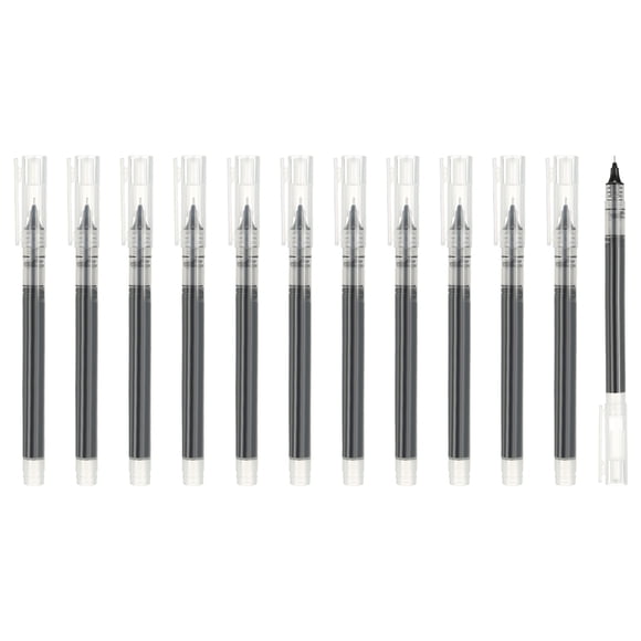 Uxcell 12 Piezas de Bolígrafos de Gel de Colores, Punta Extrafina de 0.5mm Escritura Suave Secado Rápido Tinta Líquida Rollerball, Negro