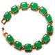 thumbnail image 1 of Pulsera de jade verde con forma de huevo para mujer, chapada en oro de 18 quilates., 1 of 7