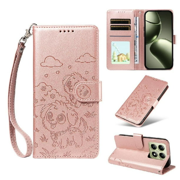 Funda Billetera FOXDOCK Compatible con Xiaomi 14T, Diseño Perrito Tierno, Ranuras para Tarjetas y Soporte Plegable