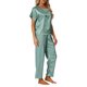 thumbnail image 4 of INSPIRE CHIC Conjunto de Pijama de Satén para Mujer Regreso a Clases Camisa de Dormir de Manga Corta Suave con Botones y Pantalones Largos Conjunto de Salón con Bolsillo en el Pecho XL Gris Verde, 4 of 6