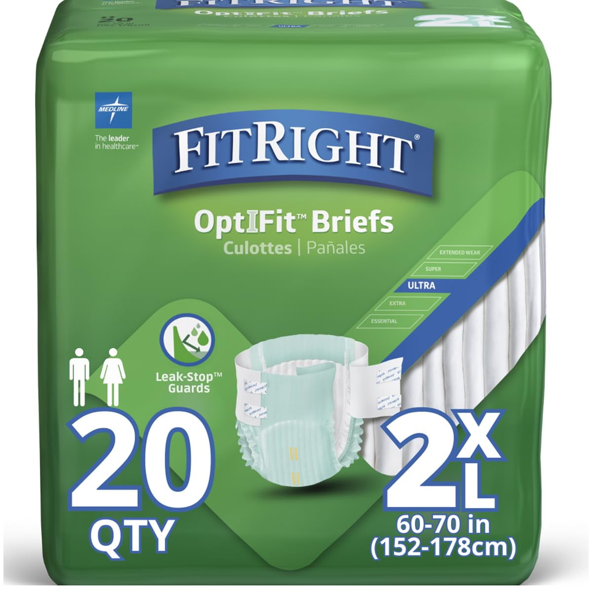 Pañales Para Adultos Medline Fitright Ultra Xxl (paquete De 20)