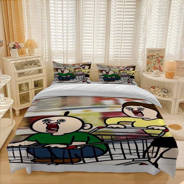 3pcs Bango Supermarket Shopping Cart Happy Pattern Three-Piece Set Soft And Comfortable bedding Suitable for All Seasons