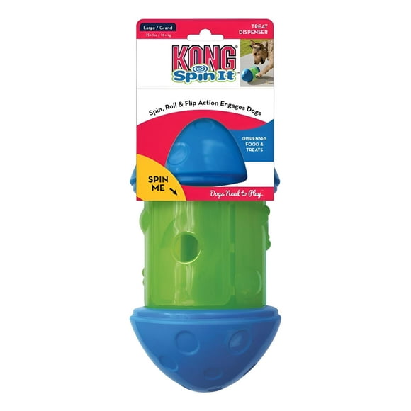 Juguete Dispensador De Comida Para Perro Grande Kong Spin It Verde