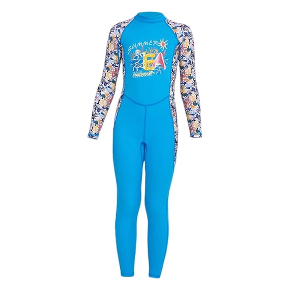 Traje de baño para niños, traje de baño con cremallera, manga larga, trajes completos, traje de buceo, traje húmedo para deportes acuáticos, kayak, su L azul