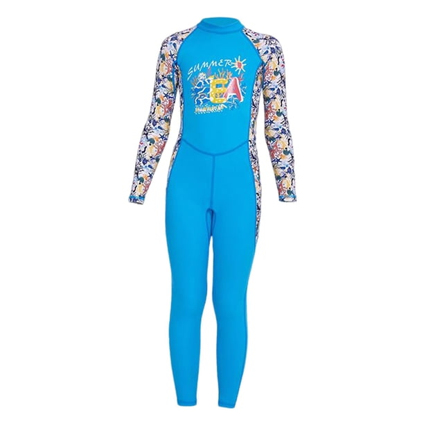Traje de baño para niños, traje de baño con cremallera, manga larga, trajes completos, traje de buceo, traje húmedo para deportes acuáticos, kayak, su L azul