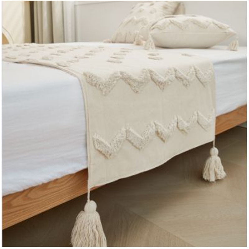 Top Lucky - Set Piecera Bordada + 02 Fundas 60x210 Cm Beige