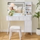 thumbnail image 2 of Modern Makeup Vanity Desk with LED Lights & Mirror, 4 Drawer Dressing Table Set with Stool, 3 Colors Dimmable Brightness, Space-Saving for Bedroom, White, 2 of 3