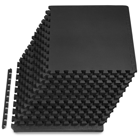 Colchoneta de ejercicio ProSource 61 cm negra - Juego de 12 baldosas