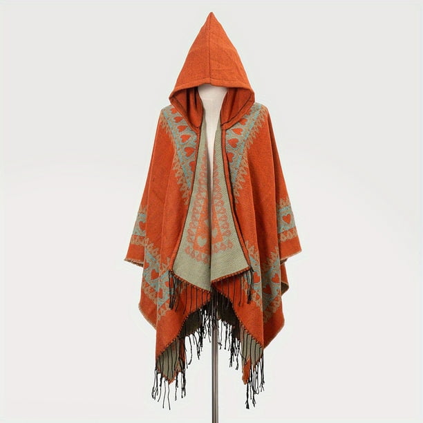 Cozy & Stylish Oversized Geometric Print Blanket Shawl with Tassel Wrap - Perfect for Outdoor Wind Protection!
