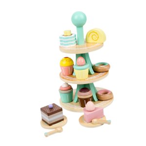 Magideal - Juego De Fiesta De Té De Madera Para Niñas Pequeñas, Juego De Rol, Soporte De Postre, Juego Para Niños De 2, 3, 4, 5 Y 6 Años, Regalo De Cumpleaños Pa