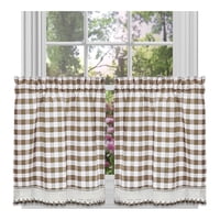 Juego De Cortinas Para Ventana Achim Buffalo Check Tier, Color Marrón Y Marfil