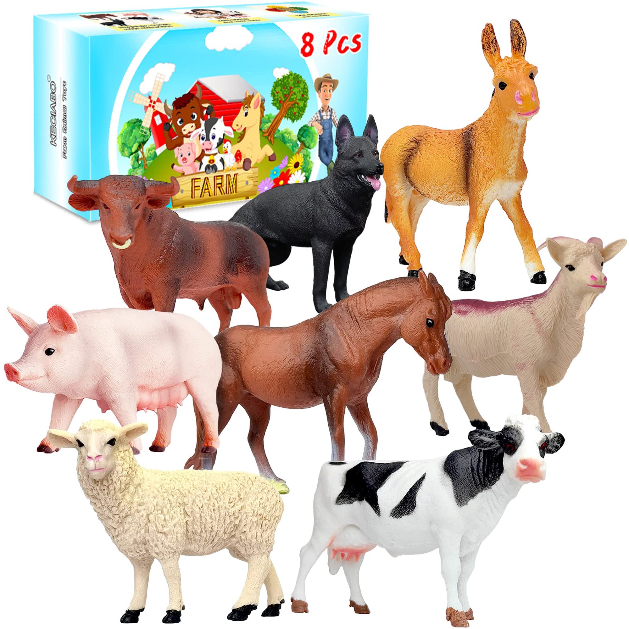 Figuras De Animales Keciabo Farm Animals, 8 Unidades, Para Niños Pequeños