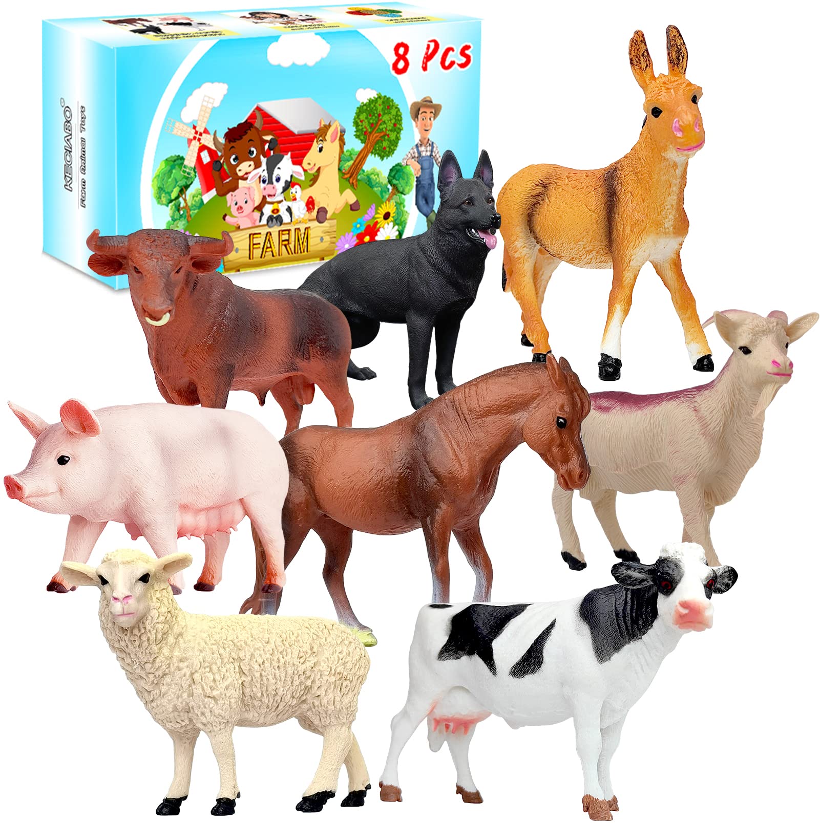 Figuras De Animales Keciabo Farm Animals, 8 Unidades, Para Niños Pequeños