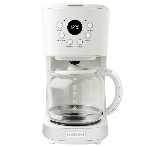 Cafetera HADEN programable para 12 tazas en marfil y cromo