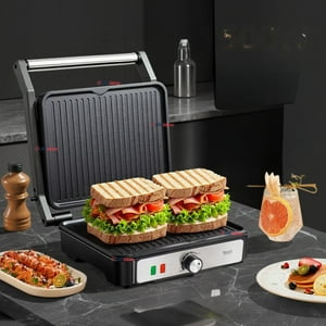 Raf - Plancha Parrillera Eléctrica 2000W Asadora Doble Cara Antiadherente