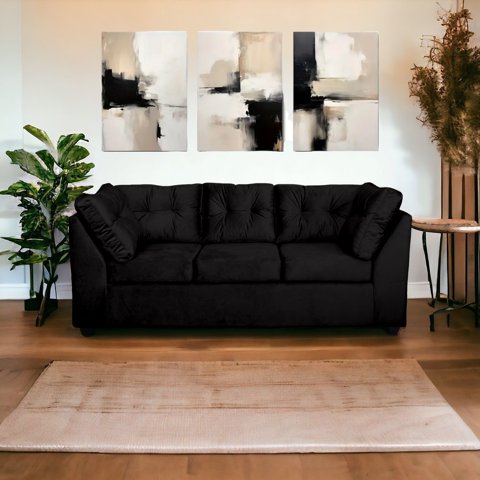 Muebles Mpr - Sofá Bonsai Felpa Negro