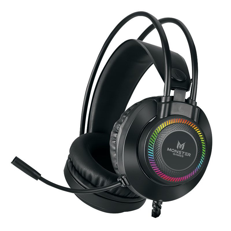 Monster Games - Audífonos Gamer Headset Over Ear 29Mtgau624 Thron Con Cable Negro