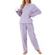 thumbnail image 2 of INSPIRE CHIC Conjunto de Pijama de Felpa Esponjosa para Mujer de Manga Larga con Cuello Redondo, Suave, Cálido, para Invierno, 2 Piezas, Ropa de Estar, Talla M, Color Púrpura, 2 of 6