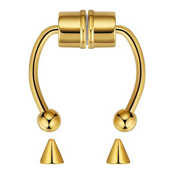 Stainless Steel Magnetic Nose Ring for Men - Strong and Comfortable Nasal Septum Clamp with Perforation for Jewelry Enthusiasts