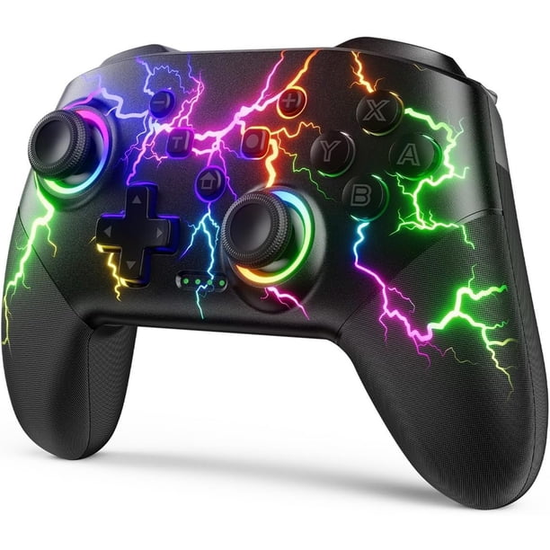 Controlador inalámbrico compatible con Switch/PC/Teléfono, gamepad programable con RGB de iluminación, emparejamiento con un solo botón para despertar, función de vibración turbo