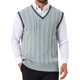 thumbnail image 1 of INSPIRE CHIC Chaleco de Punto Sin Mangas con Cuello en V de Color Sólido para Hombre M Gris Claro, 1 of 5