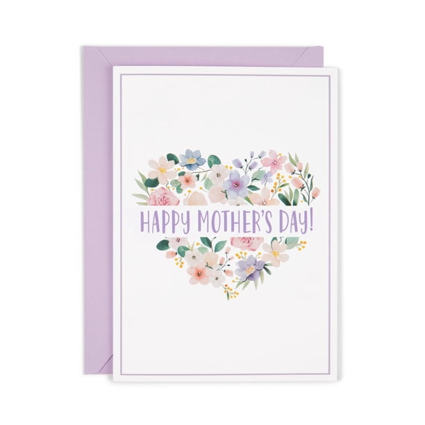 Tarjeta de felicitación apearie para el Día de la Madre, floral con corazón, 13 x 18 cm