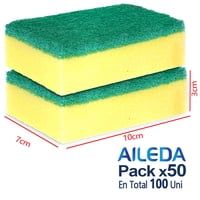 Aileda 2 Uni Esponja Lisa Multiuso Esponja De Limpieza 50 Empaques (En Total 100 Unidades)