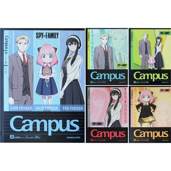 Cuadernos KOKUYO Spy x Family, paquete de 5 unidades, semiB5, rayados