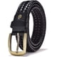 thumbnail image 1 of Cinturón trenzado de cuero para hombre, tejido de piel de vaca, para uso casual, jeans y golf, 1.3 pulgadas de ancho con hebilla de púas, color negro, 120 cm/47 pulgadas, 1 of 5