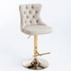 thumbnail image 3 of A&A Furniture,Golden Swivel Velvet Barstools Adjusatble Seat Height from 25-33 Inch,Modern Upholstered Bar Stools with Backs Comfortable Tufted for Home Pub and Kitchen Island,Beige,Set of 2, 3 of 3