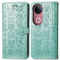 Funda Cartera Foxdock Para Vivo V50 5G , Flip Pu Con Relieve De Gatos Y Perros, Tarjetero Y Soporte
