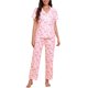 thumbnail image 1 of INSPIRE CHIC Pijama Mujer Manga Corta Ropa Dormir Camisones Botón Abajo Estampado Cuello Solapa Cintura Elástica Pantalones Anchos Rectos Conjunto Salón L Rosa Claro, 1 of 6