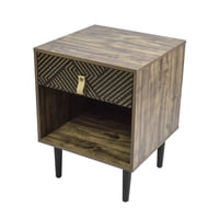 Relan - Velador Top Living Moon Black Con Cajón Y Estante Negro