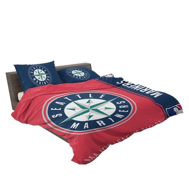 Seattle Mariners MLB Baseball American League Quilt Duvet Cover Set Soft3-Piece Bedding Set